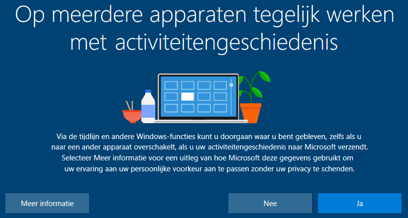 Activiteitengeschiedenis tijdlijn (setup Windows 10 Oktober 2018 Update)