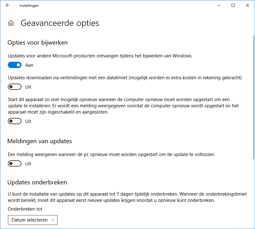 Windows Update (geavanceerde opties)