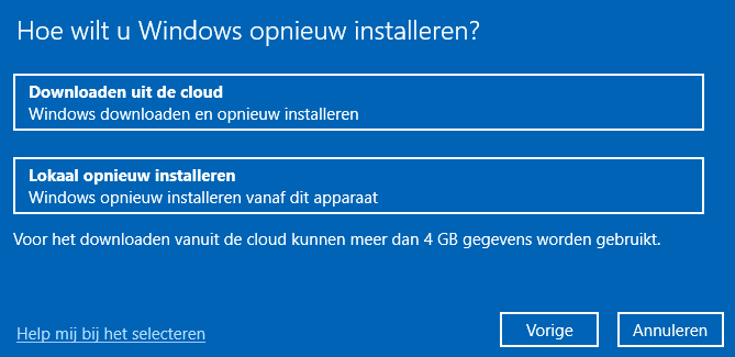 Windows 10 opnieuw installeren: downloaden uit de cloud