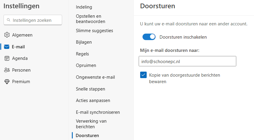 Outlook: doorsturen e-mail