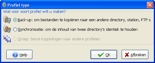 Kiezen voor het maken van een back-up of synchroniseren van bestanden