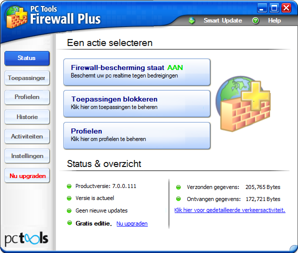 PC Tools Firewall: basisscherm