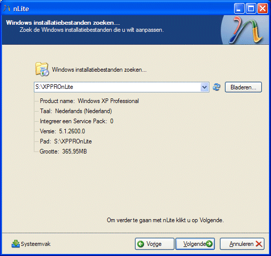 nLite: Windows installatie betanden inlezen.