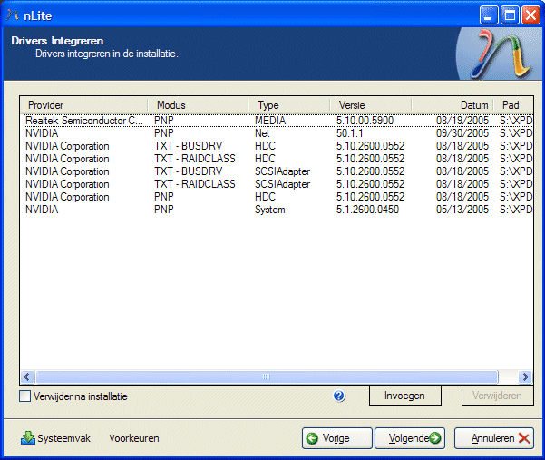 Hardware drivers slipstreamen in de Windows XP installatie CD.