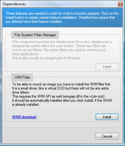 Windows AIK: het installeren van de WIM filter
