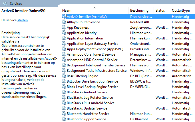 Het optimaliseren van de Windows services