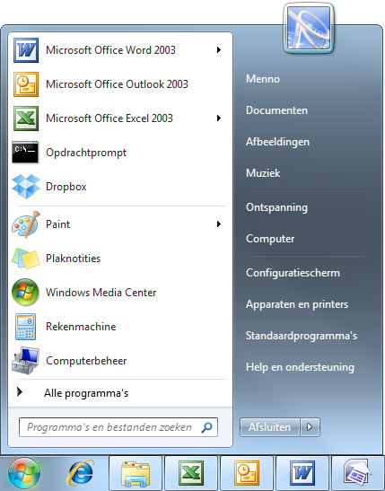 Windows 7 startmenu