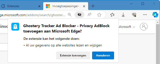Edge extensie AdBlocker