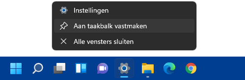 Windows 11: apps aan taakbalk vastmaken