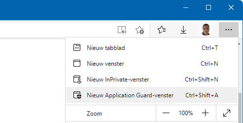 Edge: Application Guard-venster