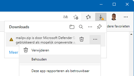 Microsoft Defender SmartScreen in Edge: bestand behouden