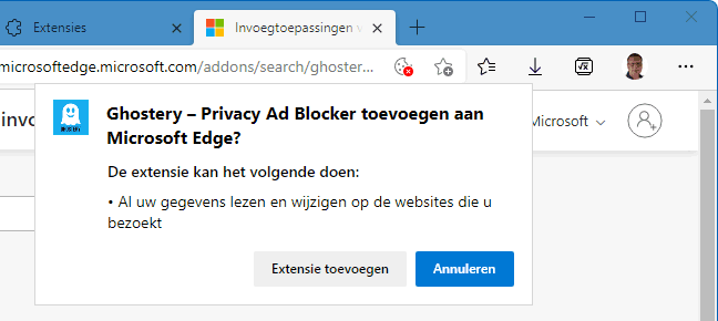 Edge extensie AdBlocker