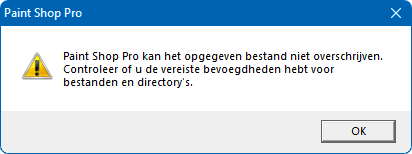 Paint Shop Pro foutmelding beheerrechten