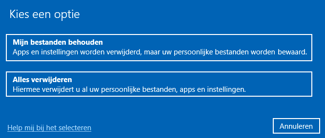 Windows Systeemherstel: Deze pc opnieuw instellen (met behoud van bestanden, instellingen en apps)