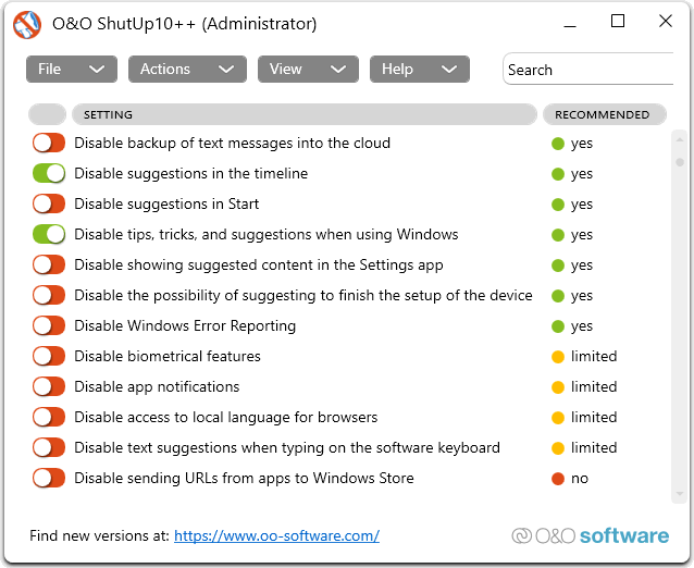 Privacy instellingen Windows 11 wijzigen met ShutUp10