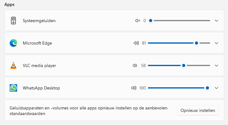 Windows 11 volumemixer geluid