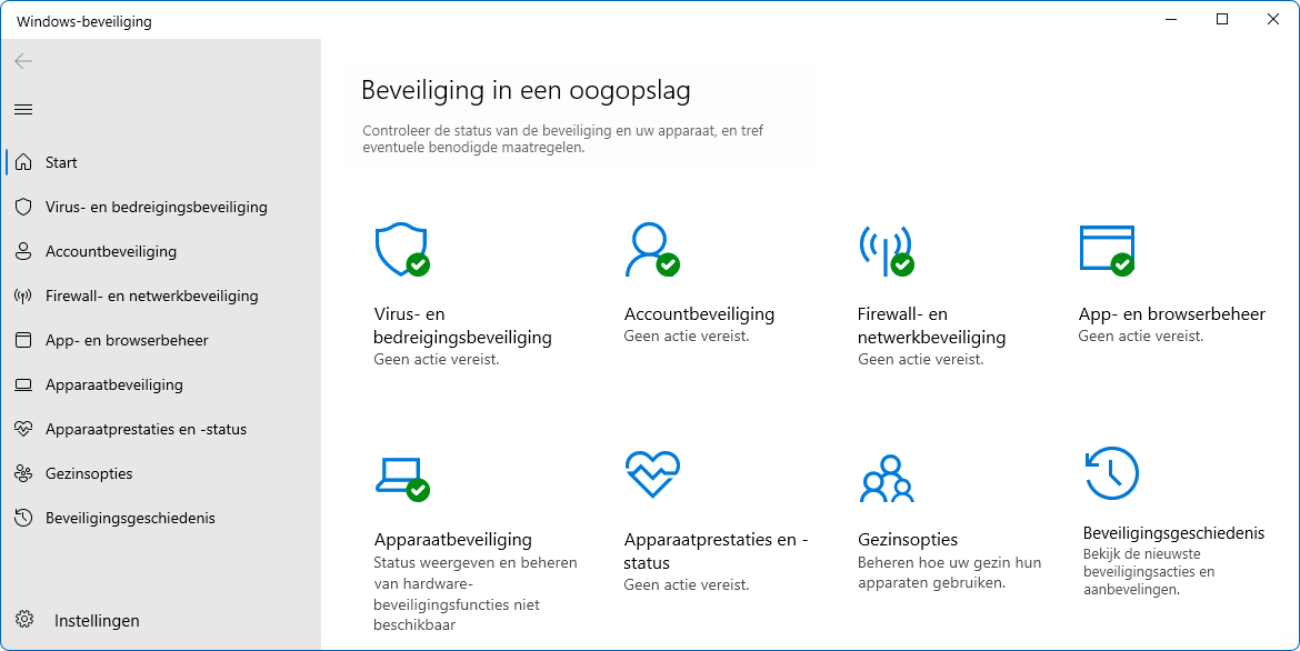 Windows Beveiliging: instellingen