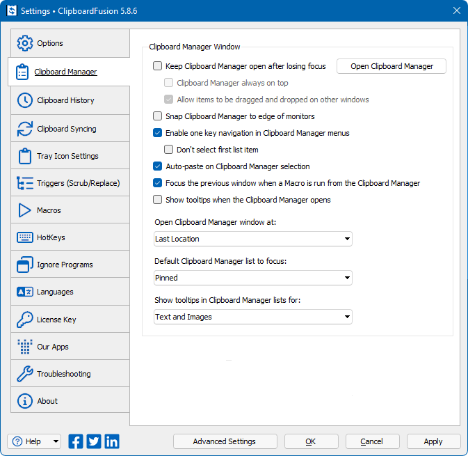 ClipboardFusion instellingen