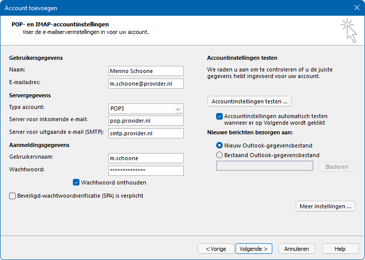 Outlook e-mailadres toevoegen