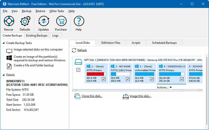 Macrium Reflect: een systeemback-up (image) maken