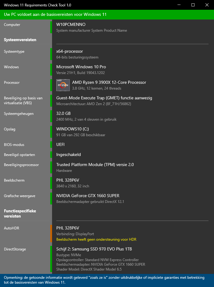 Windows 11 Requirements Check Tool