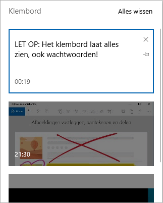 Klembord geheugen (Windows 10 Oktober 2018 Update)