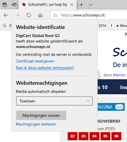 Edge websitemachtigingen beheren: automatisch afspelen audio en video