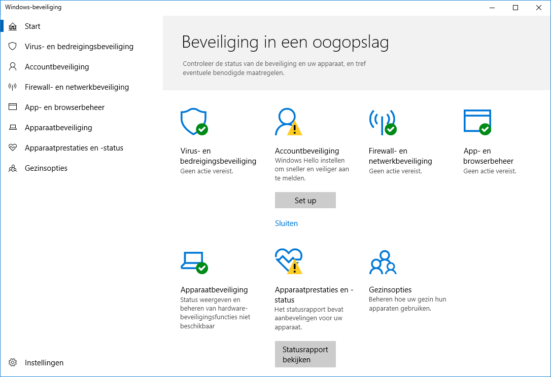 Windows-beveiliging instellingen