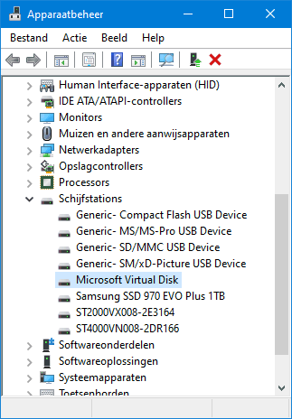Apparaatbeheer Schijfstations - Microsoft Virtual Disk (Sandbox)