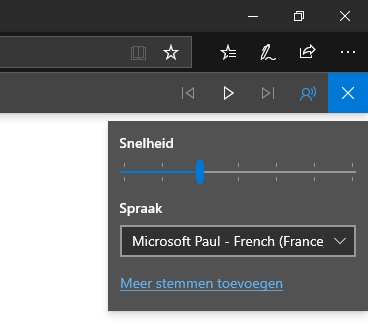 Edge: Spraak instellingen voor stem