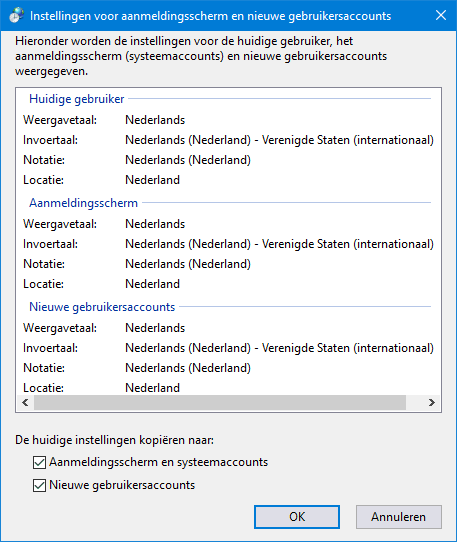 Aanmeldscherm: invoertaal toetsenbord