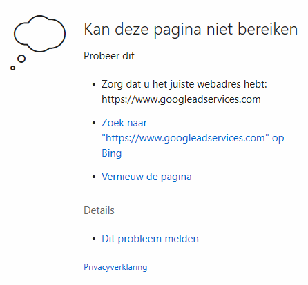 Kan deze pagina niet bereiken