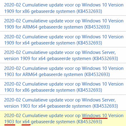 Kies de juiste update: Windows-versie, bits-versie, onderdelenupdate
