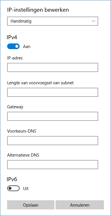 Windows 10: Vast IP-adres instellen