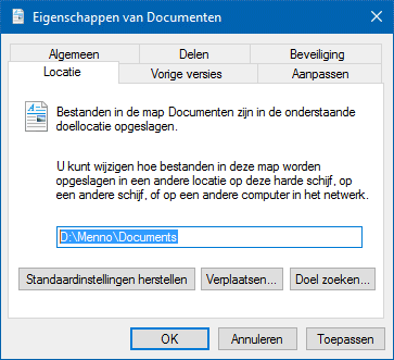 Locatie Documenten wijzigen