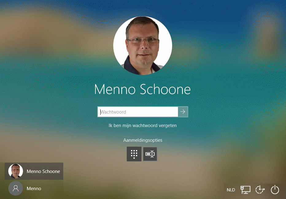 Welkomstscherm/aanmeldscherm Windows 10