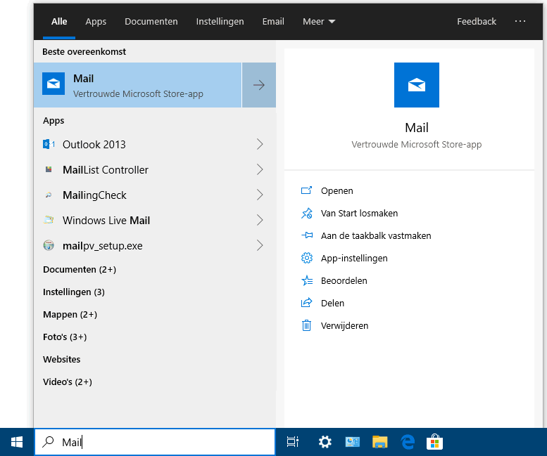 Windows 10 zoekfunctie