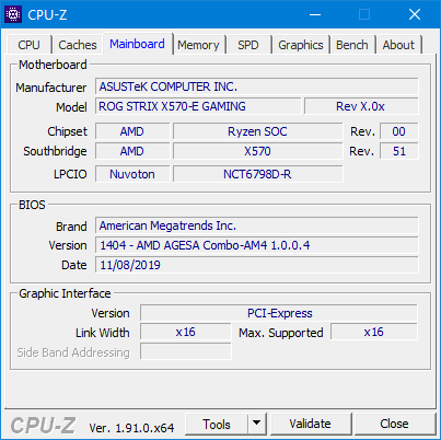 CPU-ID: tabblad Mainboard van CPU-Z