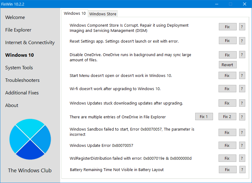 FixWin 10: reparatietool voor Windows 10