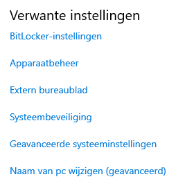 Instellingen: Systeembeveiliging, Geavanceerde systeeminstellingen