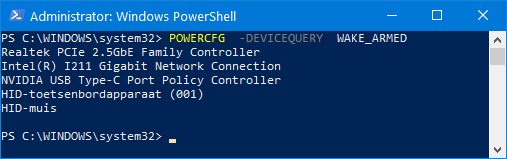 POWERCFG  -DEVICEQUERY  WAKE_ARMED
