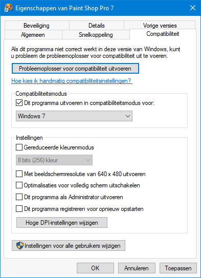 Opstarten in de compatibiliteitsmodus