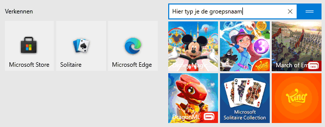 Groepsnaam aan tegelgroep toevoegen.