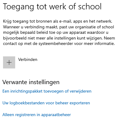 Windows 10 instellingen: onderdeel Accounts, sub Toegang via het netwerk