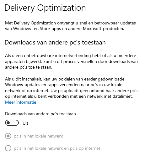 Windows Update: kiezen hoe updates worden geleverd/gedownload