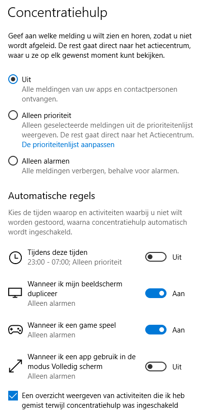 Windows 10 concentratiehulp