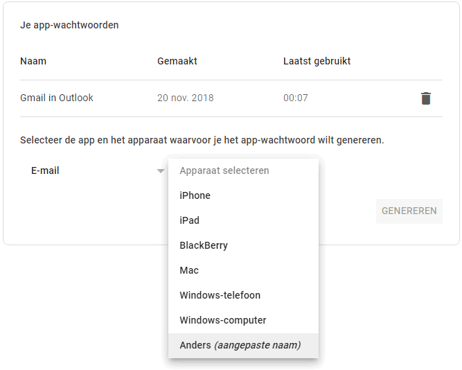 Gmail: app-wachtwoord aanmaken voor een e-mailprogramma