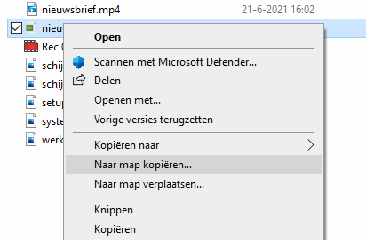 Contextmenu: Naar map kopiren en Naar map verplaatsen