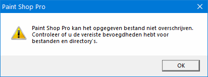 Paint Shop Pro foutmelding beheerrechten