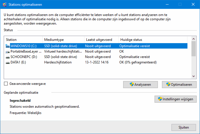 Schijfoptimalisatie